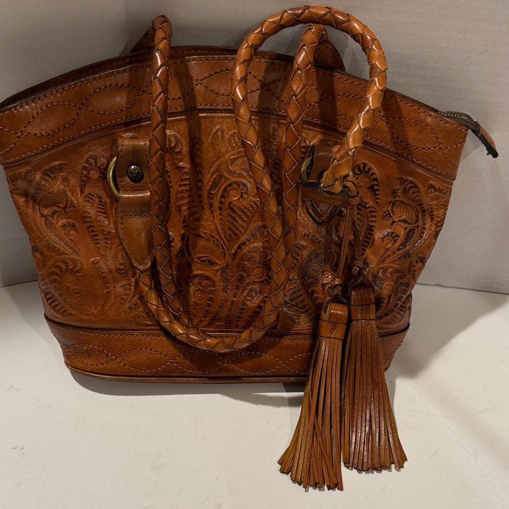 Patricia Nash Zamora Leather Tooled Tote Bag - Picture 15 of 16